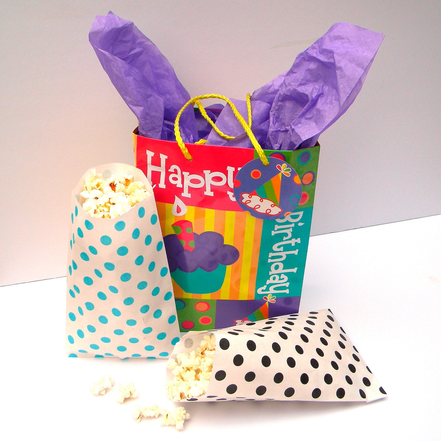 Favor Bags, Polka Dot, Black and White, Middy Bitty, Set of 20, 5 by 7 1/2 inches Il_570xn