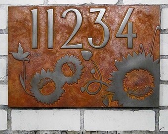 Sunny Sunflower Address Plaque Home Number Sign 16 x 10.5 inches by Atlas Signs and Plaques