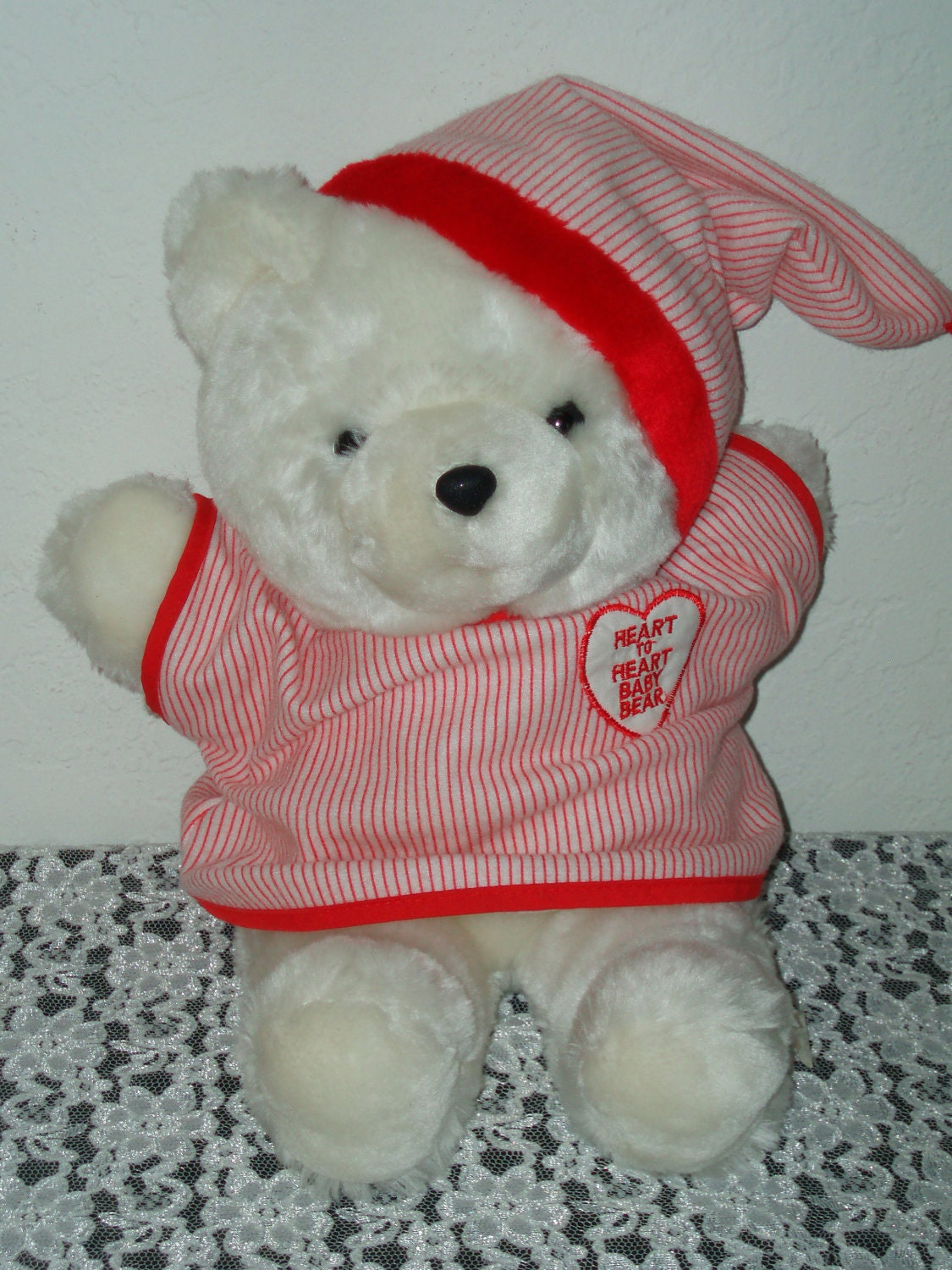 1980s heart to heart baby bear white by oldsurprises on etsy