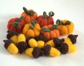 Autumn Weddings decor felted Pumpkins set of  6 small wool Thanksgiving table handmade favor gift felt decoration Halloween orange