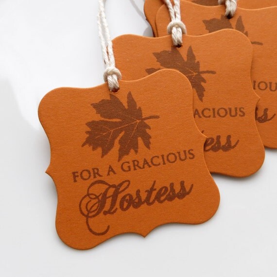 Hostess Tags Fall Leaf - Set of 8 - Custom Colors Available - Hostess Gift Tags Fall Leaf Tags Thanksgiving Tags Il_570xn
