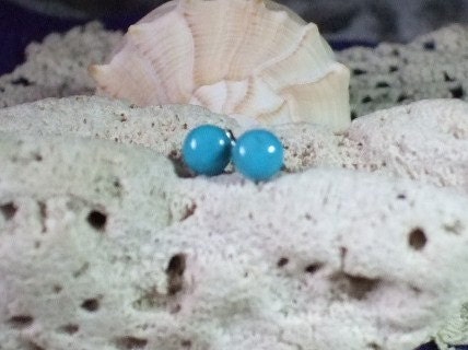 6mm Real Turquoise Titanium Ear Posts Backings Friendship Studs Post Earrings Earings Hypo Allergenic