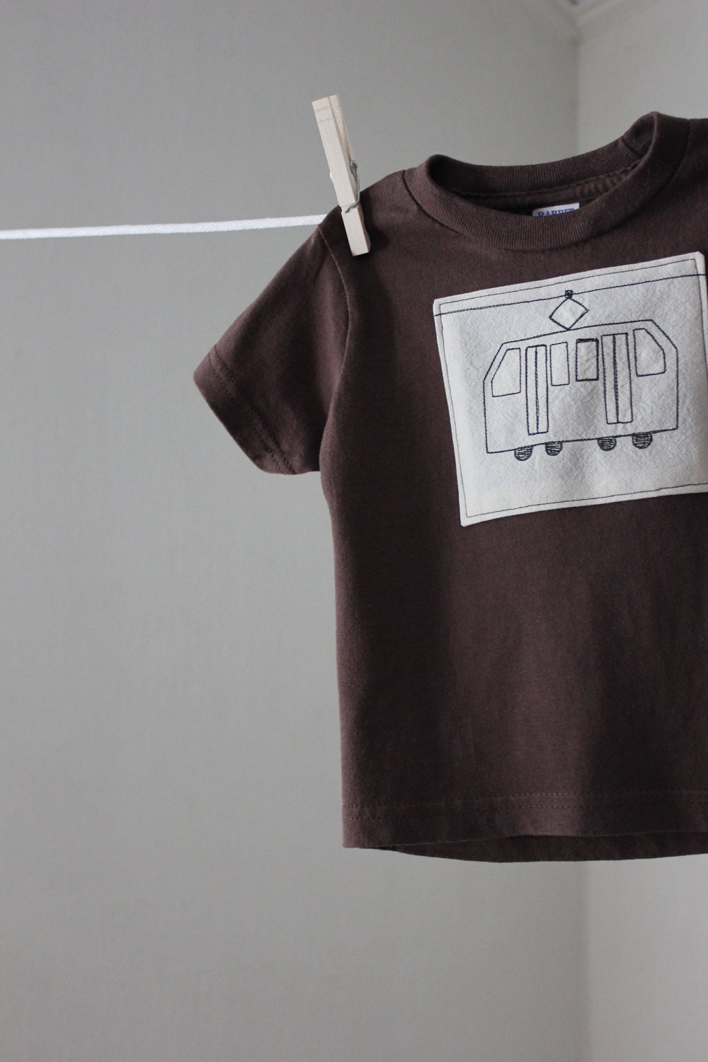 Boy's Tram Free-Hand Machine Embroidered Shirt