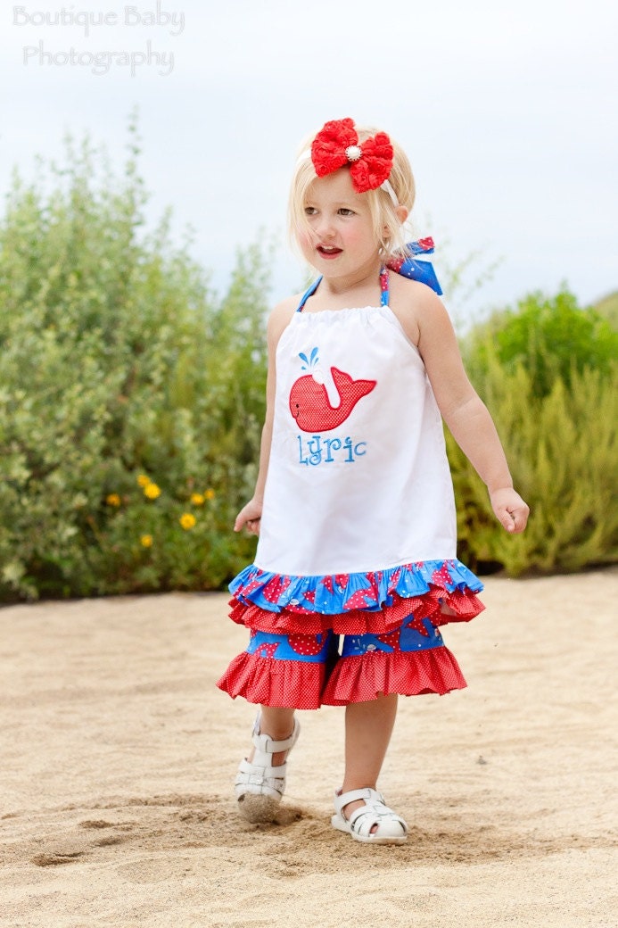 Lyric's Whale Halter Top and Ruffle Shorts - Size 12mos - 6yr