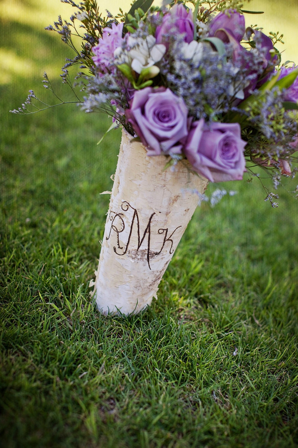 Personalized Birch Wood Vase Wedding Centerpieces Rustic Chic Decor