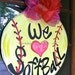 We Love Softball Door Hanger - Bronwyn Hanahan Art