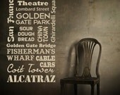 Wall Decal San Francisco Famous Places Landmark Travel Vacation Golden Gate Bridge Pier 39 Fishermans Wharf Alcatraz Dorm Decor