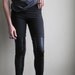 Cosmic midnight black leggings - shiny faux thigh hi style with metallic spandex - small