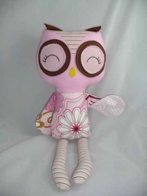 Handmade stuffed  Owl Doll, Plush Owl, Cloth Owl, Made to order.