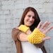 Yellow Knit Fingerless Gloves - Sunshine Yellow