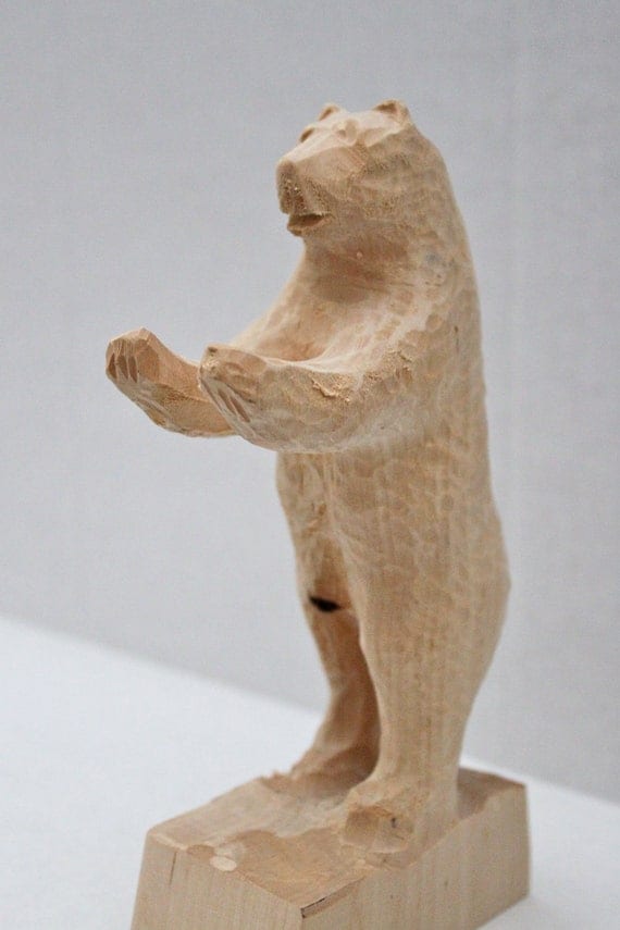 vintage carved wood bear statue // Made in by MilnerMercantile