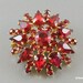 Garnet Ruby Red Rhinestone Brooch Gold Tone