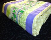 Lavendar and Yellow Wishing Flower Mini Blanket with Cream Minky Back