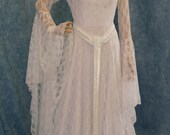 Galadriel white lace dress LOTR Renaissance medieval handfasting  wedding custom made