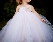 Vintage Daydream Flower Girl Tutu Dress with Handmade Rose