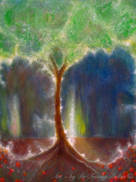 Life Energy - Large Watercolor Paper Print of Original Painting 11x14 by Award-Winning Fae Factory Steampunk Chic Eco Artist Dr Franky Dolan