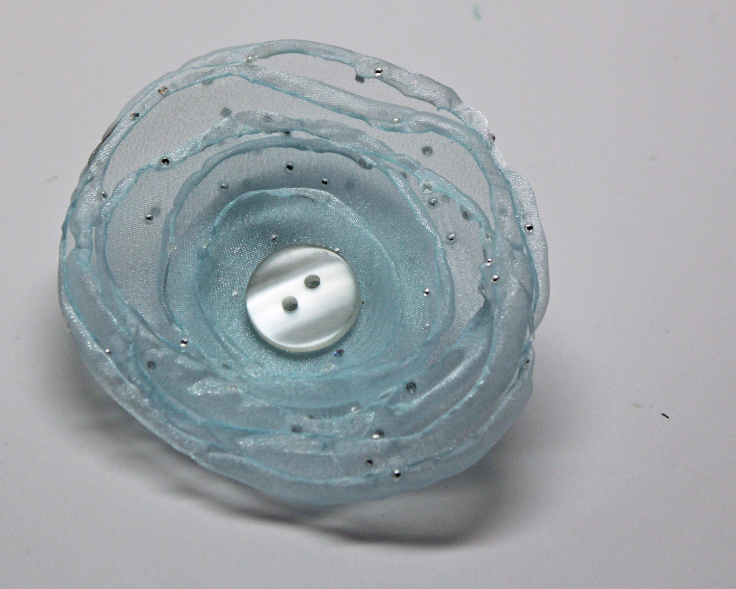 Powder blue sparkle hair flower / fascinator / brooch / necklace