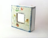 SALE -  Key box / key cabinet folk - white wall hanging wooden box