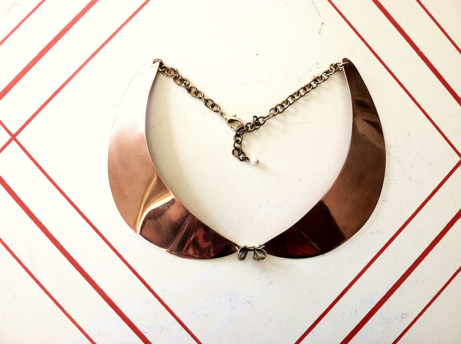 Copper Peter Pan Collar Necklace with Bow-- The Frannie