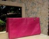 1980s Clutch - Fuchsia Leather - Reptile Stamp