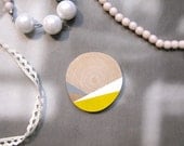 Yellow white and grey Sunset - Pendant or brooch