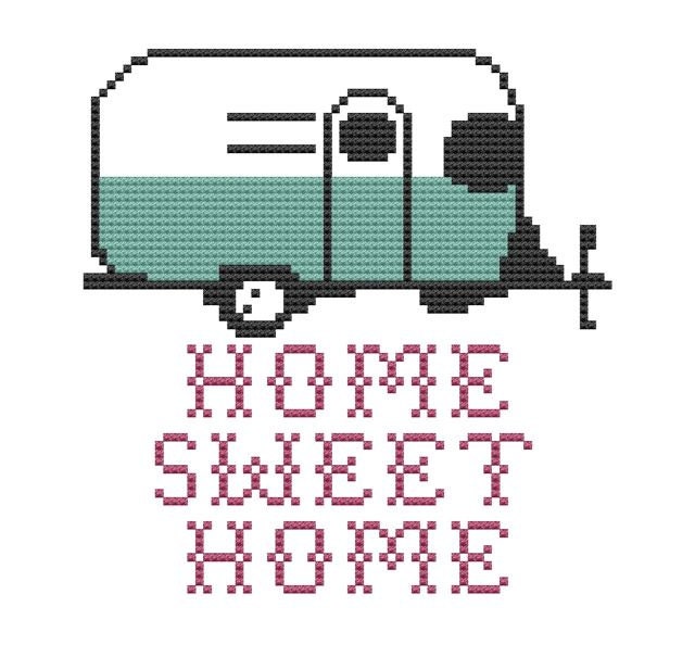 cross stitch pattern Home Sweet Home trailer camper pdf