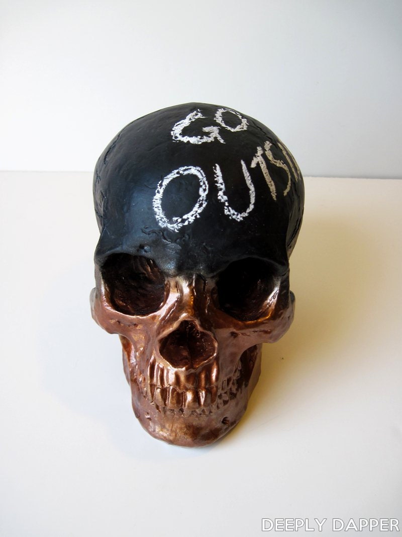 Limited Edition Chalkboard Skull - Morbid Messages - Hammered Copper and Blackboard Skull by Deeply Dapper