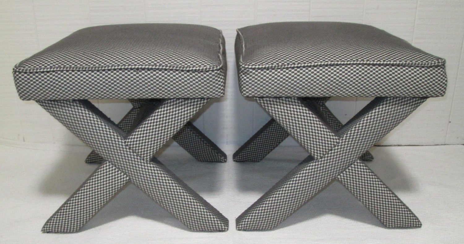 Set of 2 X-Benches / X-Stools - Design Your Own With ANY Fabric