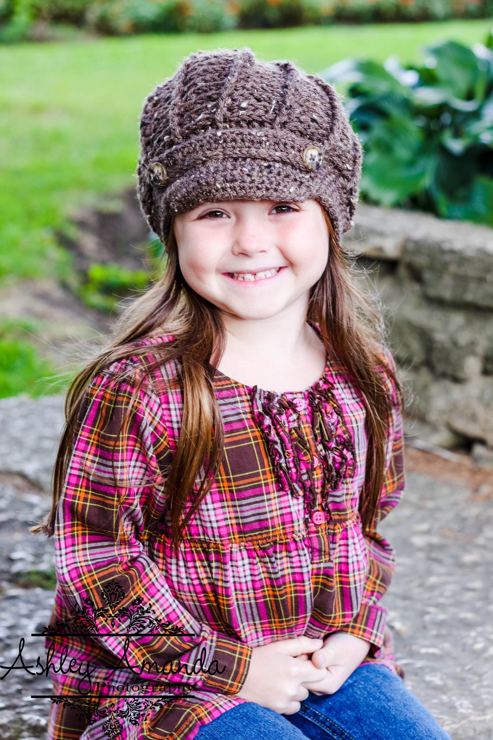 Unisex Crochet Hat, Textured Newsboy Hat, Hat with Band & Button, MADE TO ORDER, Sizes Toddler  to Teen