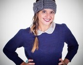 Vintage Inspired Crocheted Gray Bow Headband