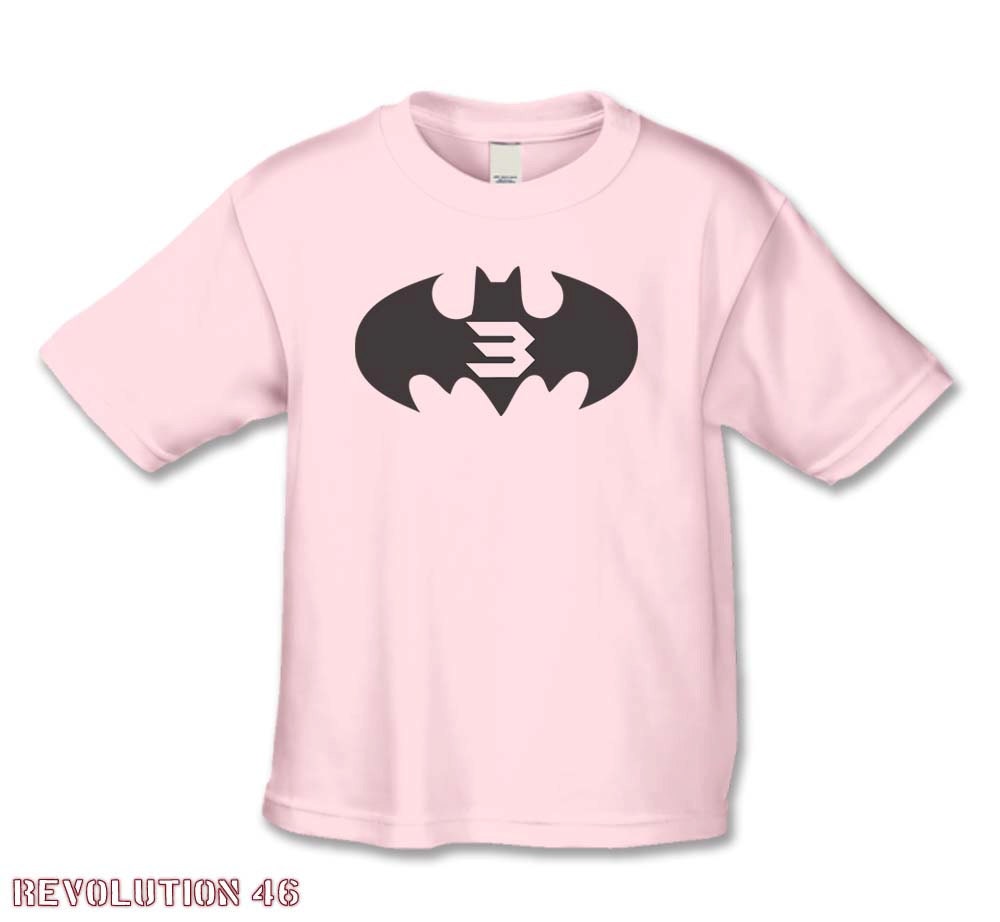 Birthday Shirt - Super Hero Numbered  Birthday T-Shirt  ( Bat 3 1033 Black Ink )