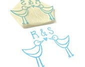 Personalized / Customized Monogram Love Birds - Rubber Stamp - Cling Rubber Stamp