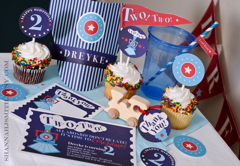Print Your Own Personalized Choo Choo Train Themed Birthday Party Pack