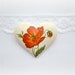 Bright red poppy flower - ceramic brooch, flower pattern - for her - red and white