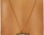 Handmade Antique French Art Deco Ribbon Pendant Necklace in Pink, Gold & Green Velvet, on gold chain