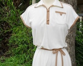 Mod Cream and Cocoa Day Dress Sporty Preppy Knit Dress
