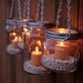 DIY Hanging Mason Jar Luminary Lantern Lids - Set of 4