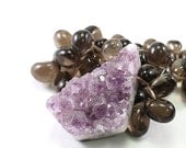 Statement necklace - amethyst druzy necklace natural crystal quartz gemstones, purple handmade jewelry by NatureLook, fashion women