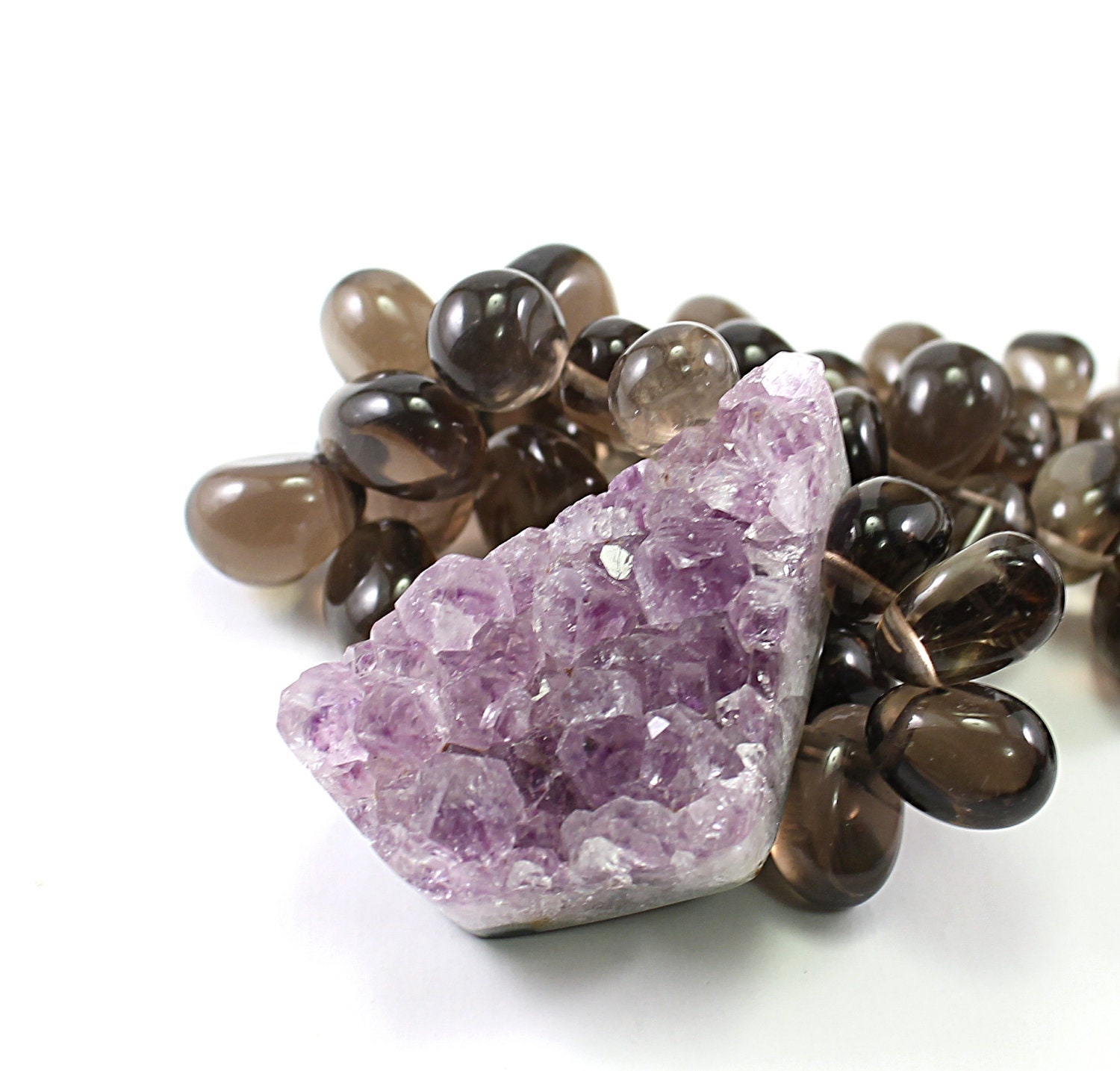 Statement necklace - amethyst druzy necklace natural crystal quartz gemstones, purple handmade jewelry by NatureLook, fashion women