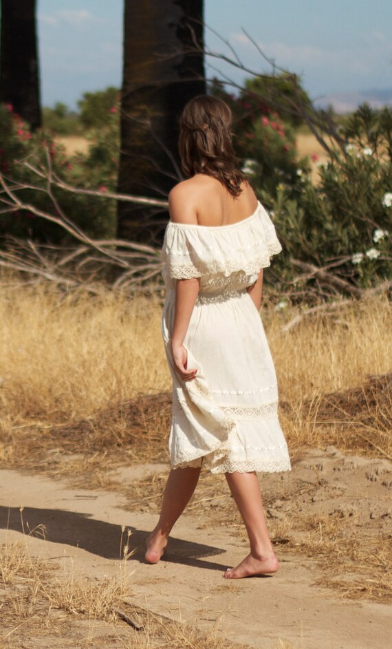 Bridal Shower Dresses Crochet Of The Shoulder Wedding Dress Bridal Vintage Dress - Ivy