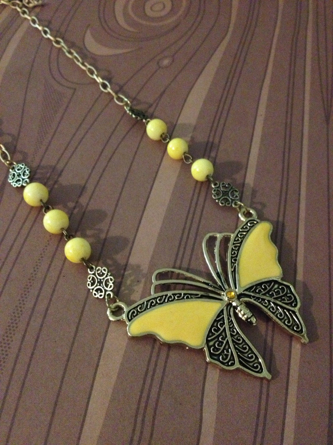 Yellow butterfly Necklace - robotsnappingturtle