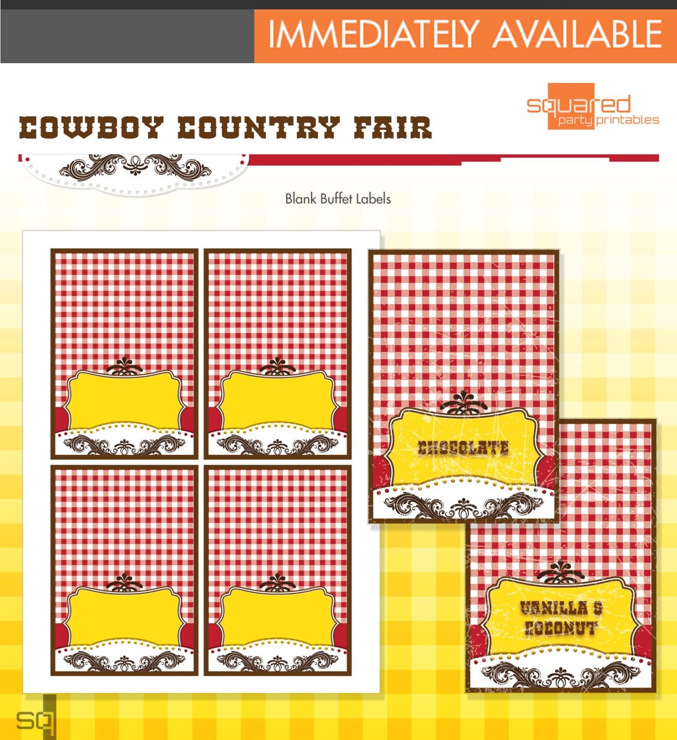 Cowboy Country Fair Birthday Party Printable Buffet Labels - Table Tents - DIY Print - Instant Download Il_570xn