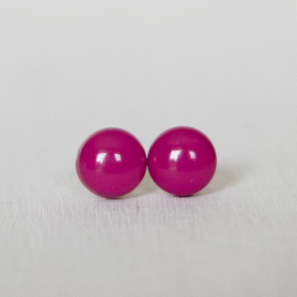 ORCHID - Purple Studs Earrings Posts - Round Post Studs - large or small posts - simple casual jewelry