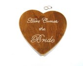 9" Large Rustic Wedding Heart.  Here Comes the Bride.  Flower Girl or Ring Bearer sign, rustic romance, outside wedding.