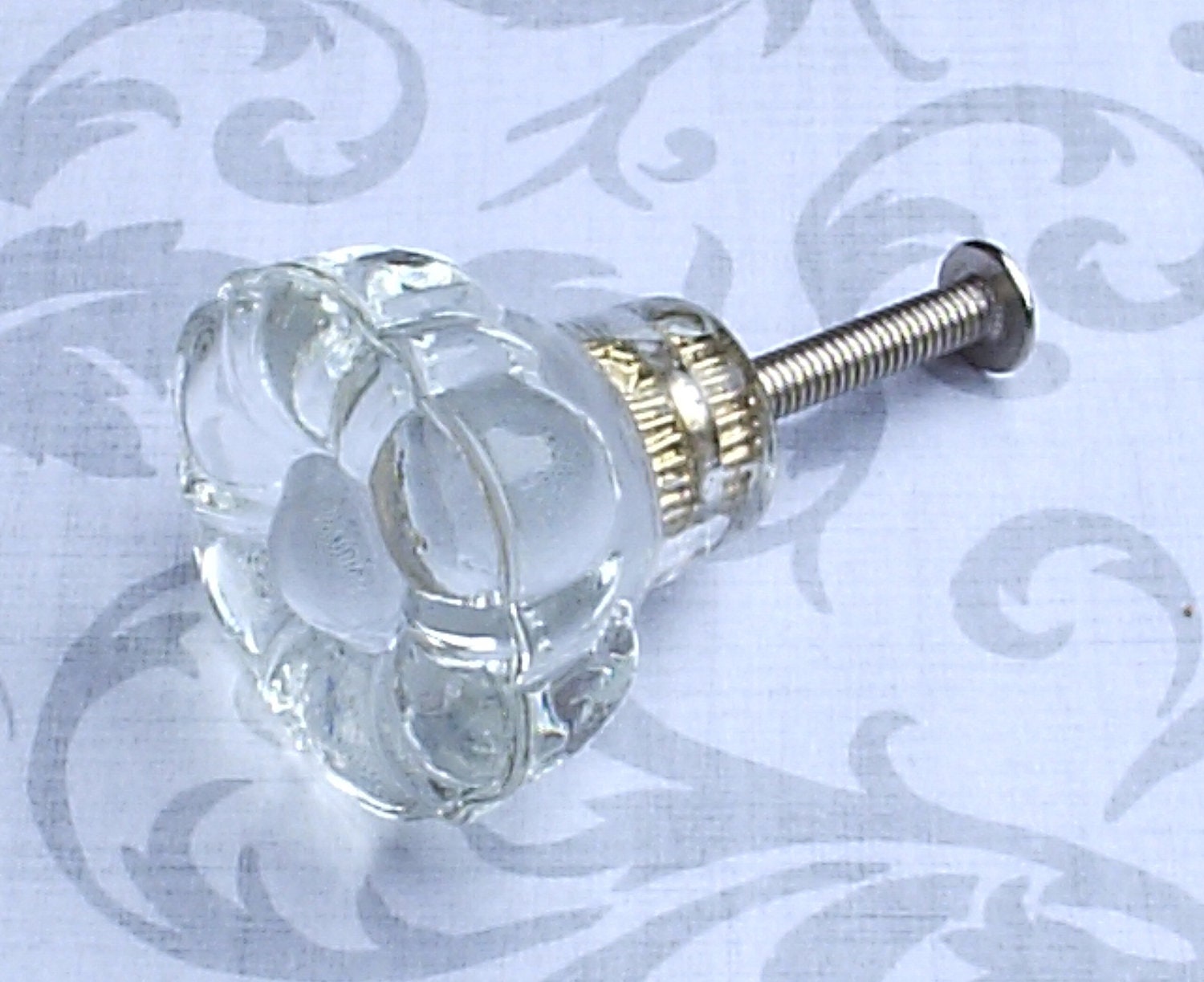 3 Glass Cabinet Knobs Drawer Pulls Hardware Flower