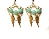 Lightning Storm Earrings, thunderbolt cloud rain weather x-men nature goddess queen