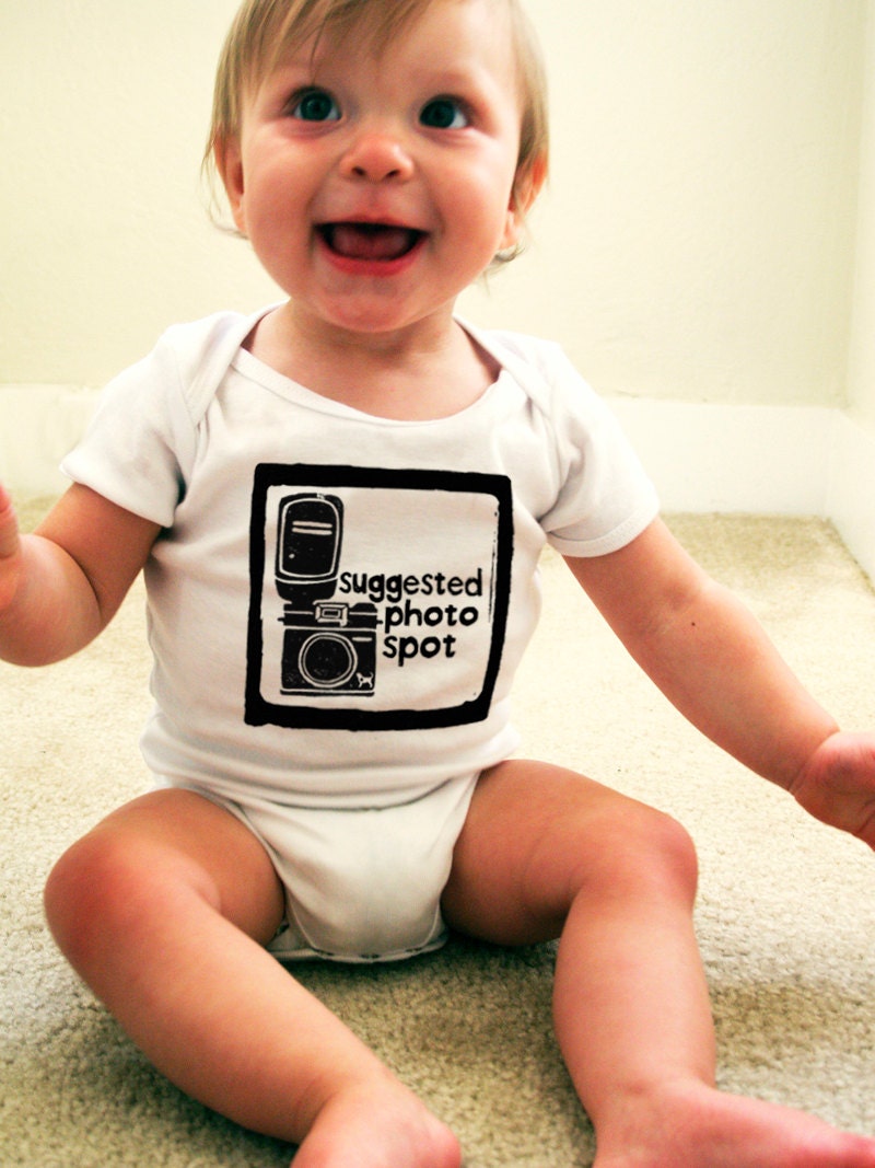 Suggested Photo Spot Baby Onesie by American Apparel (6-12mo, 12-18mo, 18-24mo) Choose Your Fabric and Ink Colors