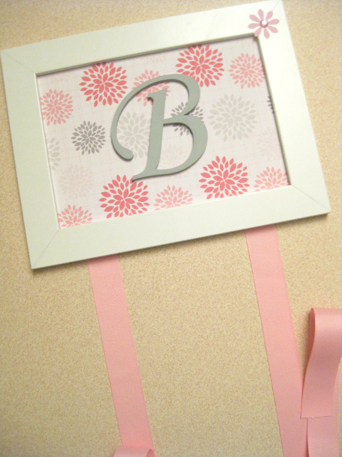 Personalized Pink Hair Bow Holder