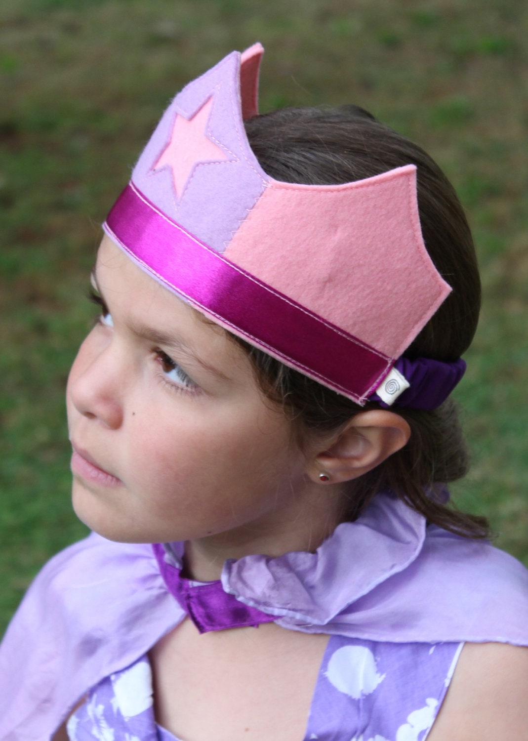 Wool Felt Birthday Crown in Pink and Lavender with Star, Waldorf Style