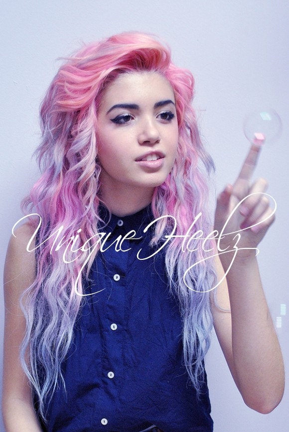 PASTEL Pretty - 20 inch Real Human Hair Extension - 1.5 inch weft (1 clip on back) - FREE SHIPPING